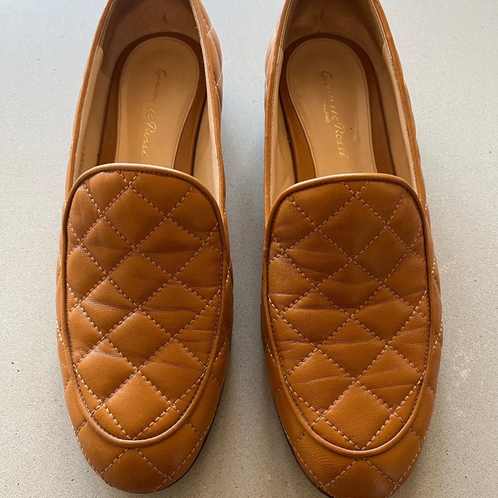 Gianvito Rossi Quilted Caramel Loafers